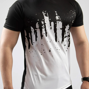 T-shirt à manches courtes pour homme, imprimé noir et blanc, coupe ajustée, col rond, t-shirts sublimés - Product Image 6
