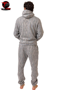 Sudadera con Capucha Térmica de Forro Polar Grueso para Hombre, Camuflaje Vertical Gris con Diseño de Corteza, para Caza al Aire Libre, con Capucha Integrada y Bolsillo Canguro - Product Image 4