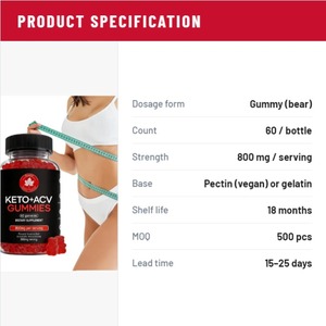 เยลลี่แอปเปิ้ลไซเดอร์วีเนการ์คีโต OEM แบรนด์ส่วนตัว อาหารเสริมสำหรับผู้ใหญ่ วีแกน 60 เม็ด - Product Image 5