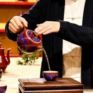 Tetera Artesanal Jun Kiln con Esmalte Nebula y Diseño de Montaña, Tetera China de Arte <span class=keywords><strong>Kung</strong></span> <span class=keywords><strong>Fu</strong></span> para la Ceremonia Tradicional del Té - Product Image 2