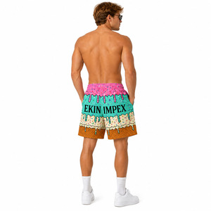 Custom Sublimation Ice Cream Print <b>Men</b> Beach Shorts Quick Dry Summer Swim <b>Trunks</b> with Zipper Pockets OEM Wholesale Shorts - Product Image 4