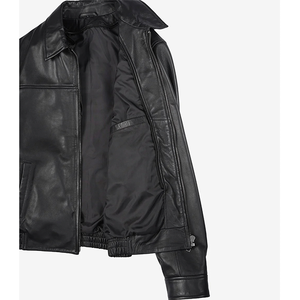 Blousons en cuir de vachette véritable noir pour hommes 2026 – Respirants, coupe-vent, style motard, fermeture éclair, col rabattable, coupe classique - Product Image 5