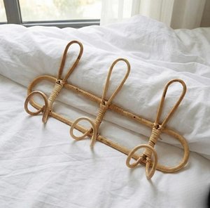 Porte-manteau mural en rotin tressé fait main, support naturel pour manteaux, chapeaux et sacs, organisateur mural bohème pour entrée, chambre d'enfant - Product Image 2