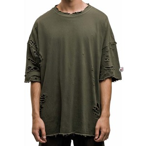 Camisetas de Hombre Oversize de Manga Corta de Secado Rápido, Estilo Urbano Moderno, de Algodón Jersey, Color Liso, Cuello Redondo, Lavado y Desgastado - Product Image 5
