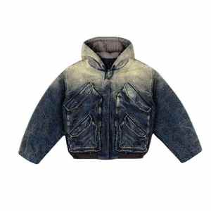 Chaqueta de hombre Nesta Sports Manufacturer, estilo vintage, oversize, tie-dye, gris oscuro, de alta calidad, con lavado ácido, gruesa, con cierre de cremallera. - Product Image 4