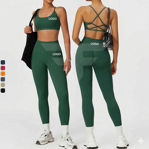 Wholesale Nylon Bra Legging Set 2 Piece Yoga Two Piece Set Gym Yoga Bra and Leggings Sportswear Fitness Yoga Set for Women - Product Image 1