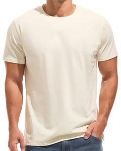 เสื้อยืดคอกลมแขนสั้นผู้ชาย ผ้าคอตตอนเจอร์ซีย์ ทรงปกติ ระบายอากาศได้ดี  ลายปักโลโก้ด้านหน้า  ผ้าถักแบบย้อมเส้นด้าย - Product Image 1
