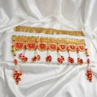 Toran de porte traditionnel fait main avec perles, décoratif, style Bandhanwar, à suspendre au mur pour les festivals, les mariages et l'entrée de la maison