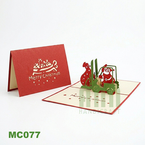 Handmade Pop-Up 3D Santa Lift Bag Custom Laser Cut 4-color Christmas Day Invitation Vietnam <b>Paper</b> Birthday Souvenir Gift Card - Product Image 5