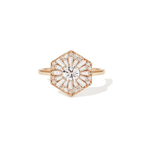 Anillo de Diamantes Cultivados en Laboratorio Art Deco Hexagonal de Oro Amarillo de 14K - Product Image 5