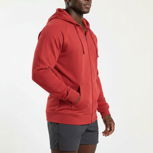 Men's Trendy Full Zip Fleece Hoodie Breathable Fabric Raglan Cut Ribbed Cuffs Elastic Hem Custom <b>Label</b> Bulk OEM Supplier - Product Image 3