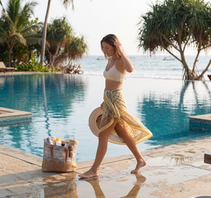 Paréo Bohème en Coton Fait Main Imprimé au Bloc, Foulard de Plage Bleu Floral, Cache-maillot Indien, Écharpe d'Été pour Vacances et Complexes Hôteliers - Product Image 5