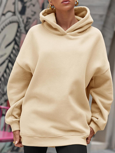 Women Hoodie Unisex Light Blue Hooded Sweatshirt Regular Sleeve Fleece Oversized Fit Casual Pocket Design Solid Color Autumn We - Product Image 6