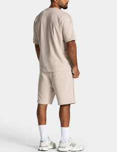 Pantalones Cortos Deportivos para Hombre al por Mayor, Color Azul Azur con Líneas en Contraste, Felpa de Algodón Grueso, Transpirables, con Logotipo Personalizado, OEM y ODM - Product Image 6