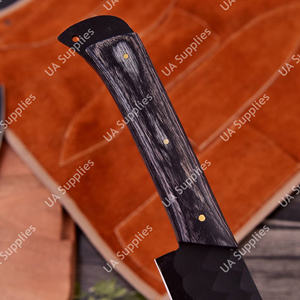 Custom Handmade 12C27 Stainless Steel Powder Coated Brushed Finish Hammered Blade 5 Pcs Professional Chef <b>Set</b> Ergonomic Black - Product Image 2