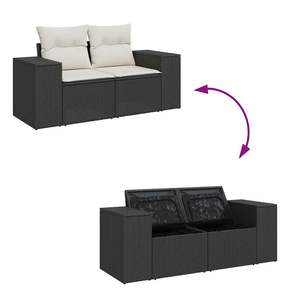Black Garden <b>Sofa</b> <b>Set</b> With Cushions Outdoor Furniture Contemporary Design UV Resistant PE Rattan High Density Foam - Product Image 6