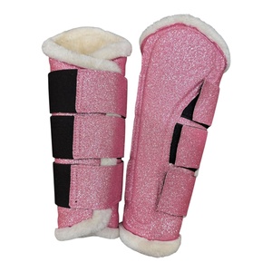 Ensemble de tapis de selle en coton rose pailleté avec protège-oreilles, bonnet et frontale Euro Cavall Industries 50x20x40cm - Product Image 4