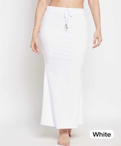 Women Elastic Waist <b>White</b> Straight <b>Skirt</b> Ankle Length Drawstring Comfortable Minimalist Cotton Spandex Knitted Solid Color - Product Image 1