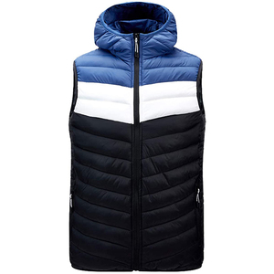 Chaleco acolchado con capucha para hombre, sin mangas, con cremallera frontal, estilo reversible, chaqueta acolchada con paneles, chaleco acolchado con bolsillos. - Product Image 2
