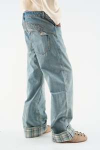 Jean cargo streetwear ample à jambe large pour homme, taille mi-haute, denim en coton délavé moyen, collection printemps, vente en gros directe usine - Product Image 3