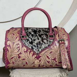 Nuevo Juego de Bolsos de Viaje de Cuero Auténtico de 3 Piezas, Bolsos de Lona Estilo Western, Bolsos Cruzados con Tachuelas, de Cuero Vacuno Auténtico - Product Image 3