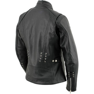 Chaqueta de Motociclista Clásica de Cuero y Textil para Mujer SAMROZ SPORTS - Uso Durante Todo el Año - Product Image 4