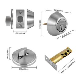 Serrure à pêne dormant ronde en métal massif à clé simple, compatible avec les portes intérieures et extérieures de taille standard, pour meubles et autres applications. - Product Image 2