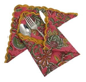 Nouveau poinçon rose miel jaune vert Olive couleur belle Floral indien main bloc imprimé broderie coton serviettes en tissu - Product Image 1