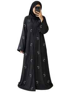 Vestido Abaya Étnico Bordado Modesto RN para Mujer, Transpirable, de Poliéster, Largo hasta el Suelo, Manga Larga, para Verano, Otoño, Bodas - Product Image 3