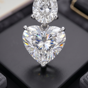 Designer Heart Shape Diamond Dangle <b>Earrings</b> Heart Cut Lab Grown Diamonds | OEM ODM <b>Fine</b> Jewelry Gold Rhodium Plated 14KT IGI - Product Image 3