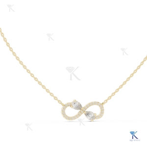 Collar con Colgante Infinito de Diamantes Cultivados en Laboratorio, en Oro Sólido, para Mujer, Corte Pera, Dos Piedras, Joyería Clásica para Aniversario - Product Image 1