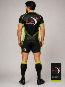 Conjunto de Uniforme de Rugby Unisex FitLiv International, Azul Oscuro y Verde, Poliéster Transpirable, Talla Adulto, Servicio OEM, Colores Personalizados - Product Image 4