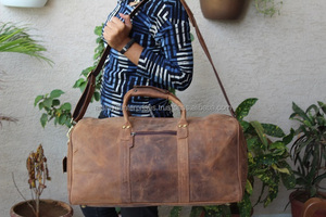 กระเป๋าเดินทางหนังแท้ทำด้วยมือธรรมชาติกระเป๋าดัฟเฟิลสำหรับทุกเพศข้ามคืนกระเป๋าคลาสสิกถือขึ้นเครื่อง - Product Image 2