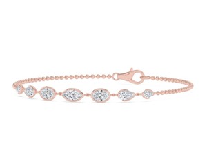 Multi-Shape Lab Grown Diamond <b>Bead</b> Chain <b>Bracelet</b> 1.77 CTW 7 Inch in 9K Rose <b>Gold</b> - Product Image 2