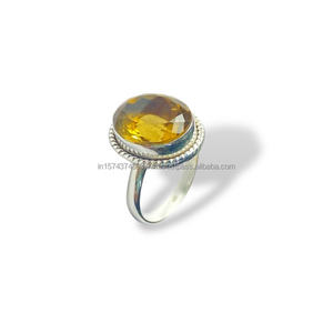 Bague classique en citrine naturelle de taille ovale en argent sterling 925 faite à la main belle déclaration de créateur bijoux pour mariages et fêtes - Product Image 1