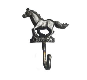Gancho para abrigos de caballo, de hierro fundido antiguo, rústico, para llaves, con diseño de caballo en movimiento - Product Image 1
