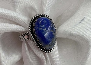 Natural <b>Lapis</b> <b>Lazuli</b> Brass <b>Ring</b> 925 Silver Plated Cut Design Gemstone <b>Ring</b> Designer Blue Gemstone <b>Ring</b> For Women - Product Image 3