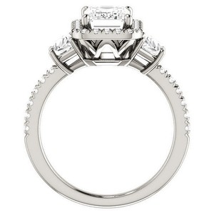 <b>Emerald</b> Cut Solitaire Moissanite <b>Ring</b> 925 Sterling <b>Silver</b> White Gold Plated Romantic Luxury Classic Engagement Wedding Party - Product Image 3