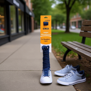 Laccio per scarpe Ilan 90 cm blu navy per sneakers - Product Image 2