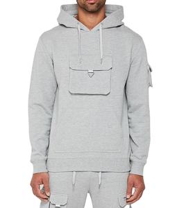 Streetwear décontracté pour hommes, sweat à capuche avec fermeture éclair, pantalon de survêtement en coton taille haute avec logo personnalisé, poche cargo grande taille - Product Image 3