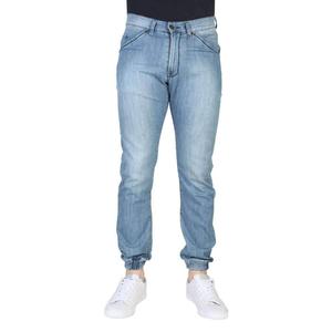 Jean décontracté vintage pour homme, coupe droite, en denim délavé bleu moyen, respirant, en coton tricoté mi-lourd, idéal automne-été - Product Image 1