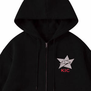 Sudadera con capucha de manga larga al por mayor con logo personalizado, de peso pesado, con hombros caídos y cremallera para hombre, de algodón polar para invierno - Product Image 2