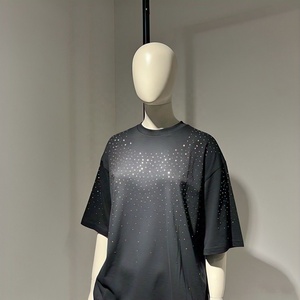 T-shirt de luxe en coton lourd de haute qualité T-shirt personnalisé T-shirt surdimensionné en diamant strass 100% coton pour hommes coupe ample - Product Image 2