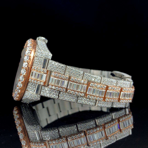 Luxury Moissanite Iced Out <b>Watch</b> Rose Gold Silver Tone <b>Diamond</b> Style Hip Hop Statement Timepiece Fully Paved Dial - Product Image 3