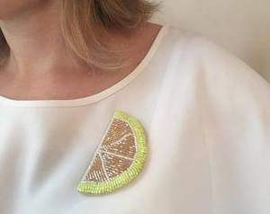 Handmade Beaded Orange Embroidery Hoop Art Cotton Fabric Round Shape Home Decoration <b>Craft</b> - Product Image 6