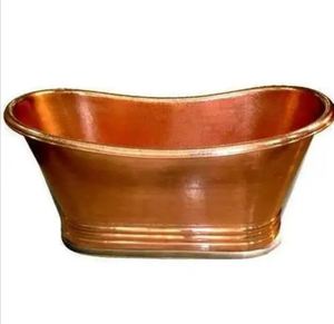 Bañera Ovalada de Cobre Independiente, Bañera de Metal de Estilo Clásico Antiguo para Adultos - Artesanía India para el Hogar - Product Image 5