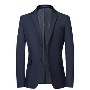 Blazer de Hombre de Un Solo Pecho con Cuello de Solapa, Chaqueta de Traje de Poliéster Antiarrugas, Estilo Británico, Largo Regular - Product Image 3