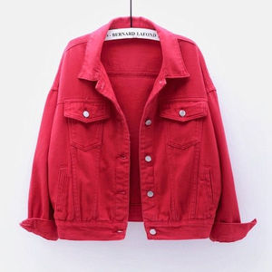Vestes en jean pour femmes, couleur unie, tendance, avec poches poitrine, 100% coton, coupe courte - Product Image 2