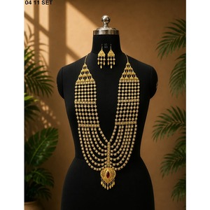 Ensemble de collier long plaqué or style français pour femmes, ensemble de bijoux Toulouse, ensemble de bijoux élégant pour soirée, parure de bijoux femme - Product Image 6