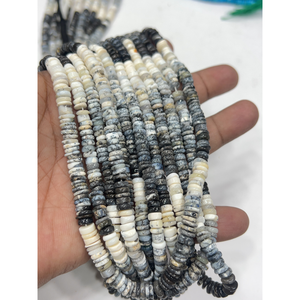 Perles de pierres précieuses de haute qualité pour la fabrication de bijoux, 17 pouces, opale dendrite naturelle, forme Heishi lisse, taille 6-7 mm - Product Image 1